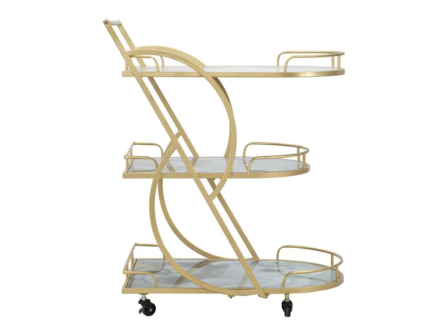 Carrinho VKH2, Ouro, 71x45,5x84,5 cm, Kendra Home