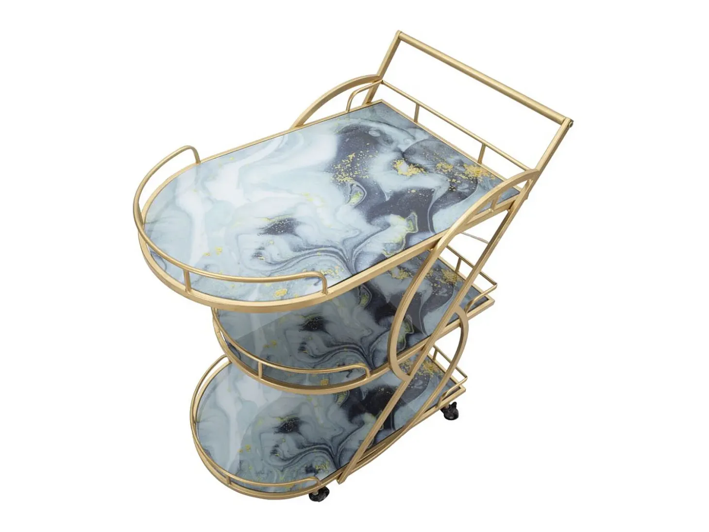 Carrinho VKH2, Ouro, 71x45,5x84,5 cm, Kendra Home