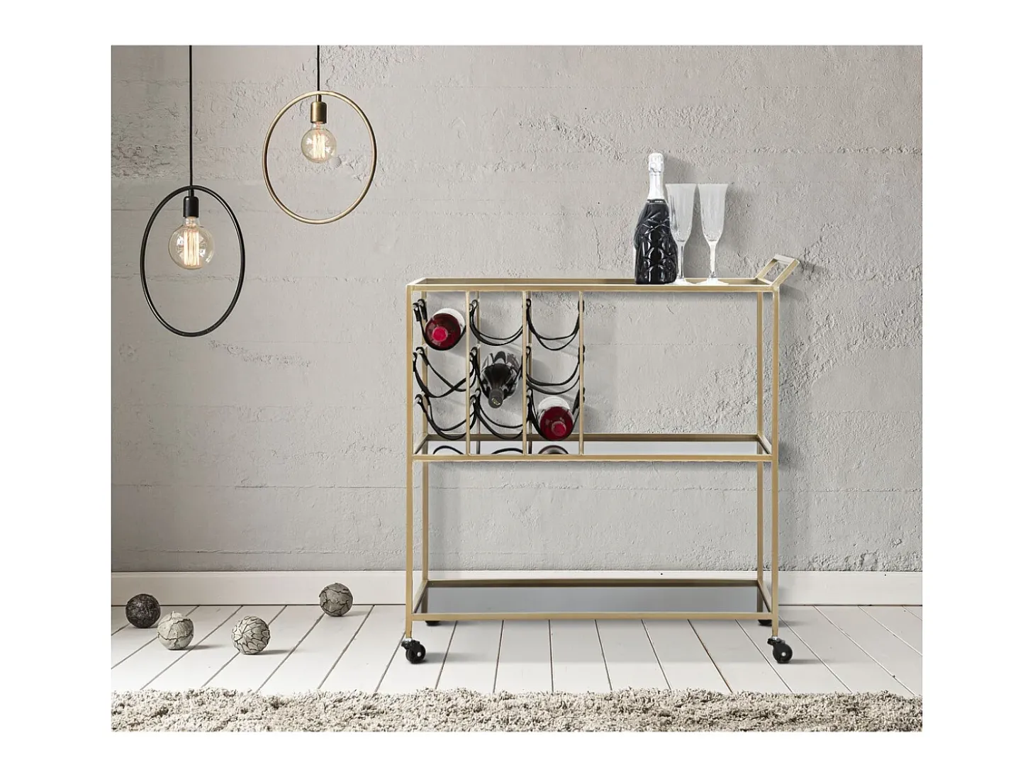Carrinho VKH5, Preto, 79x39,5x82 cm, Kendra Home