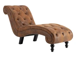 Chaise longue camurça artificial castanho PT442119