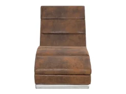 Chaise longue camurça artificial castanho PT146304