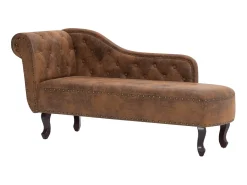 Chaise longue camurça artificial castanho PT119784