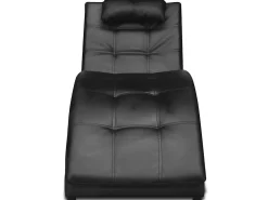 Chaise longue com almofada couro artificial preto PT294934