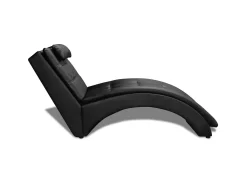 Chaise longue com almofada couro artificial preto PT294934