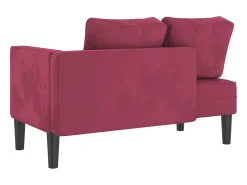 Chaise longue com almofadões veludo vermelho tinto PT644299