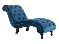 Chaise longue em veludo azul PT524823