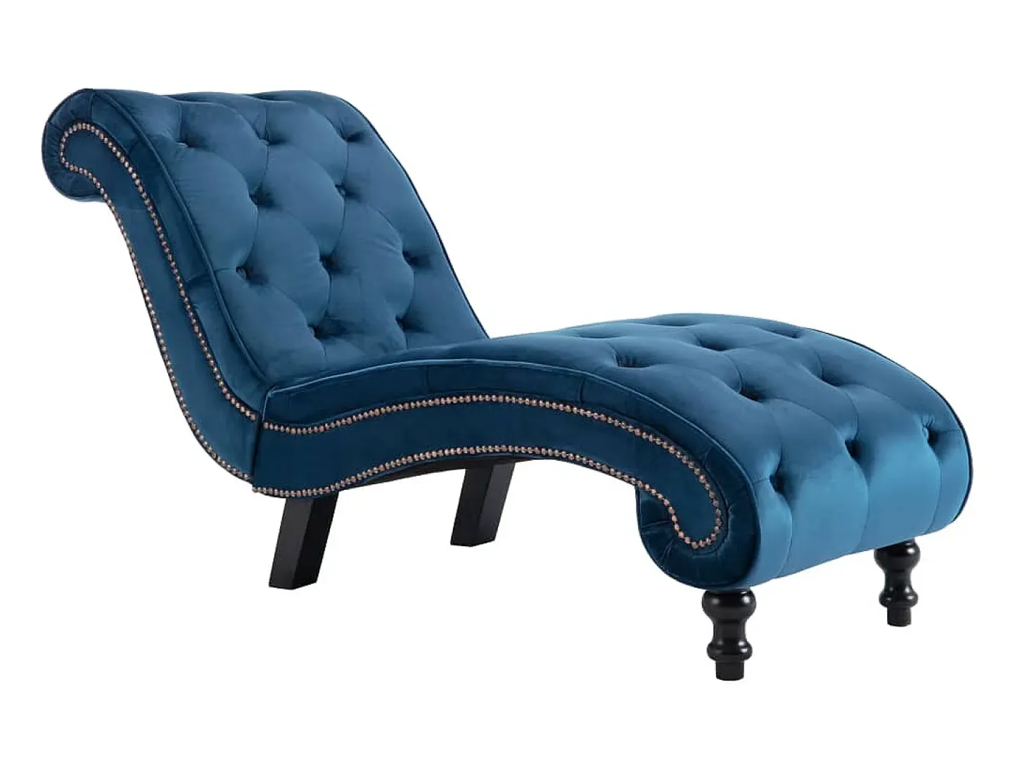 Chaise longue em veludo azul PT524823