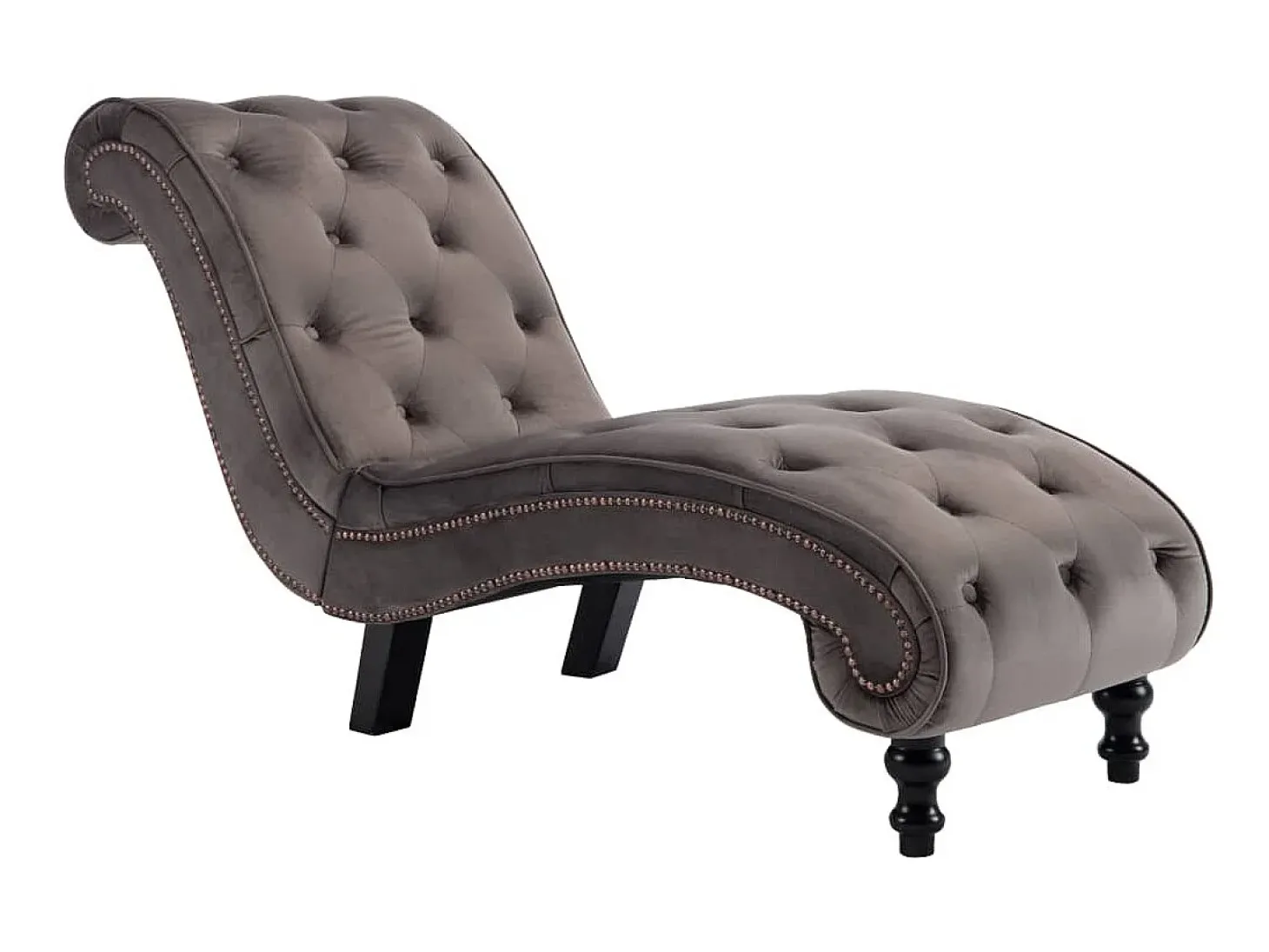 Chaise longue em veludo cinzento PT463446