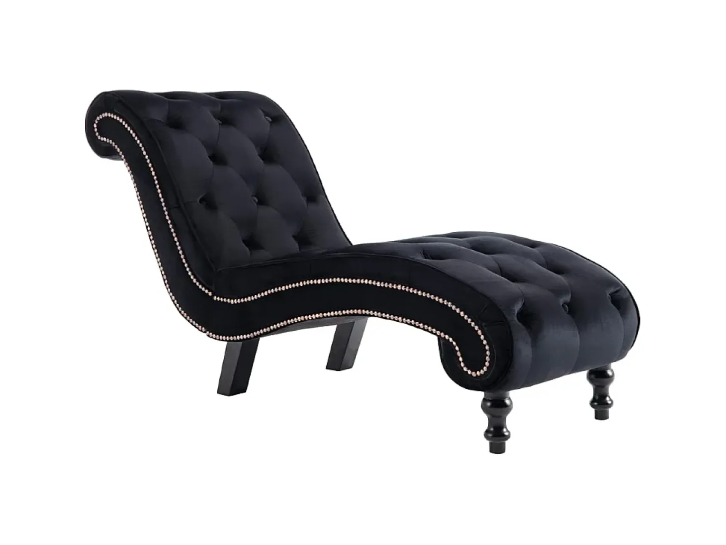 Chaise longue em veludo preto PT800057