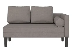 Chaise lounge com almofadões tecido cinzento-acastanhado PT322821