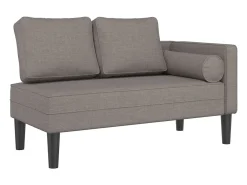 Chaise lounge com almofadões tecido cinzento-acastanhado PT322821
