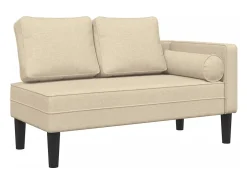 Chaise lounge com almofadões tecido creme PT305596