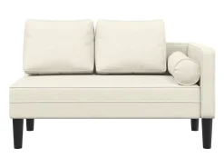 Chaise lounge com almofadões veludo creme PT594744