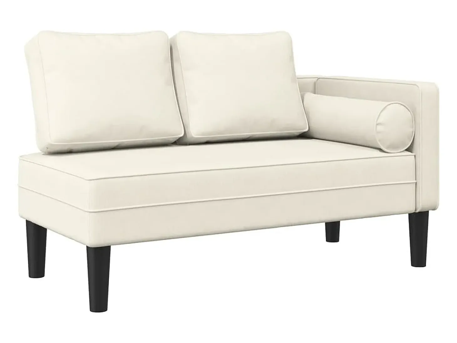 Chaise lounge com almofadões veludo creme PT594744