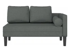 Chaise lounge com almofadões tecido cinzento-escuro PT917922