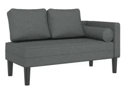 Chaise lounge com almofadões tecido cinzento-escuro PT917922