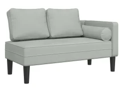Chaise lounge com almofadões veludo cinzento-claro PT765692