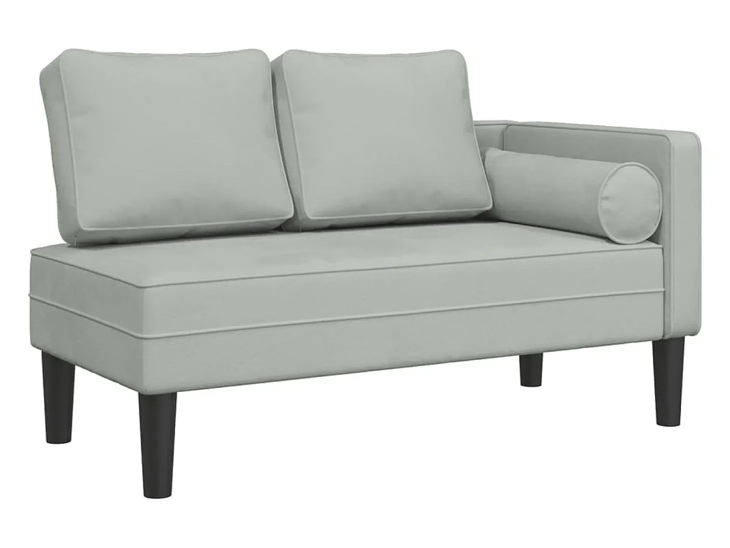 Chaise lounge com almofadões veludo cinzento-claro PT765692