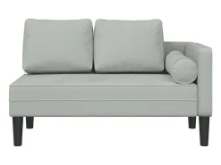 Chaise lounge com almofadões veludo cinzento-claro PT765692