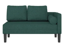 Chaise lounge com almofadões tecido verde-escuro PT794372