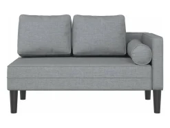 Chaise lounge com almofadões tecido cinzento-claro PT125770