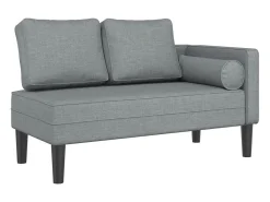Chaise lounge com almofadões tecido cinzento-claro PT125770