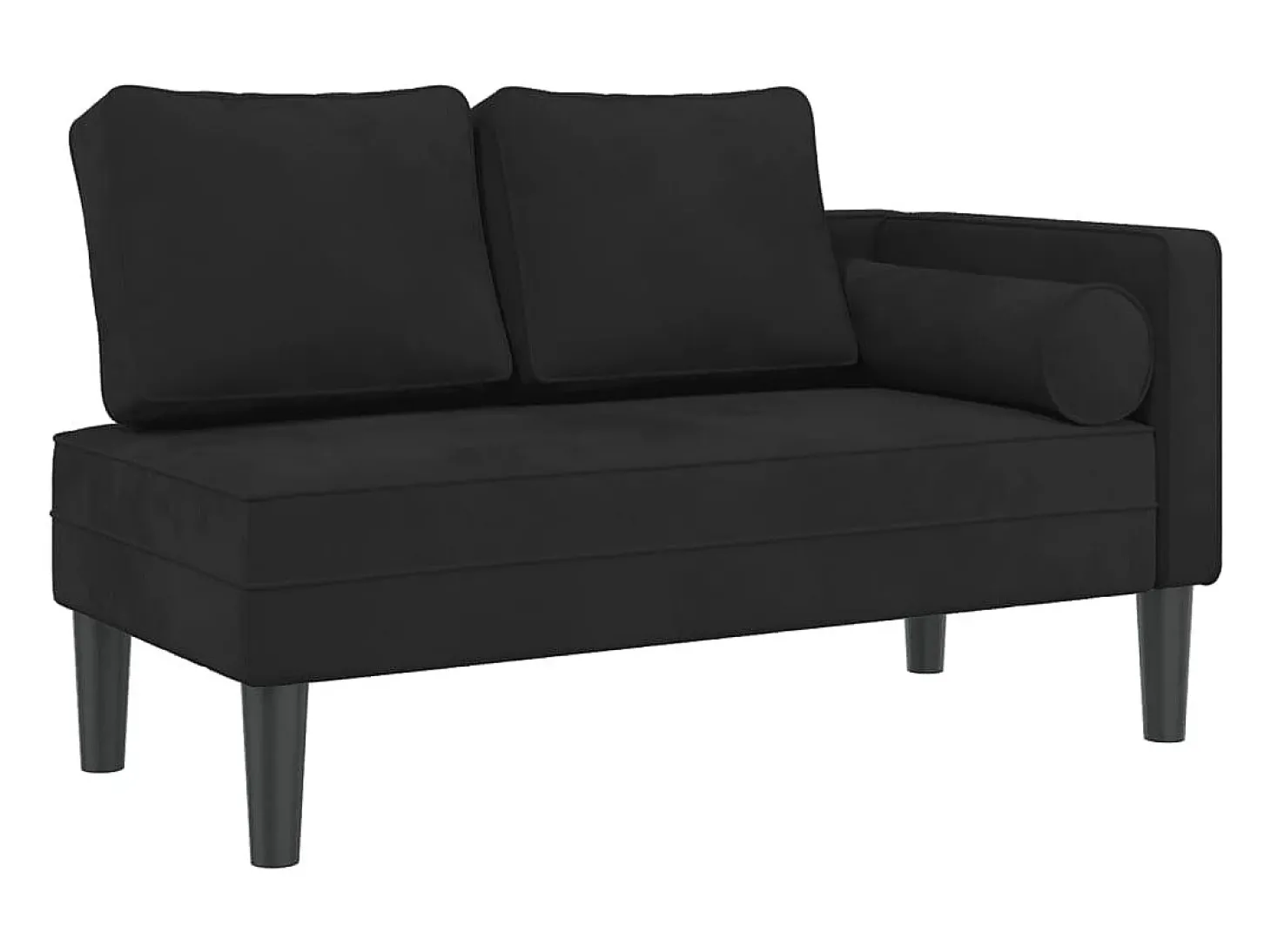 Chaise lounge com almofadões veludo preto PT521789