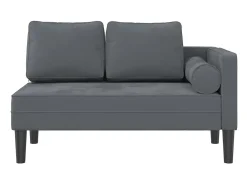 Chaise lounge com almofadões veludo cinzento-escuro PT854854