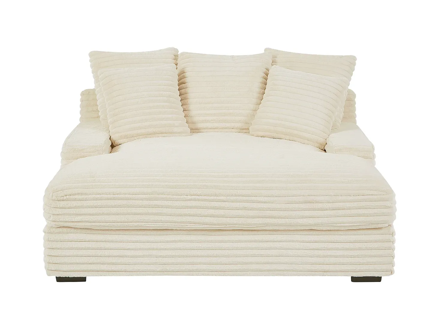 Chaise-longue 2 lugares em veludo canelado grosso bege ESARTO de Pascal Morabito