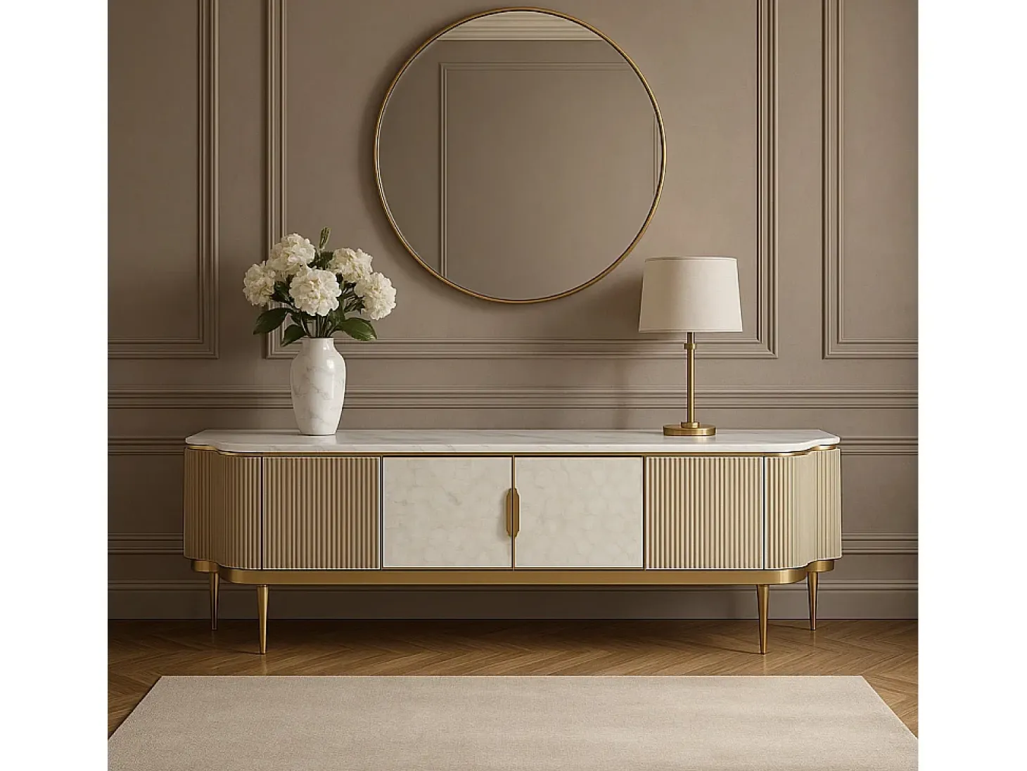 Cómoda 200x52x40 cm dourada estilosa st905