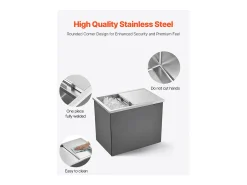 Cofre Térmico de Encastrar em Aço Inoxidável SucceBuy, 45,5 x 30,5 x 38,5 cm, Caixa de Gelo de 27,1 L, Recipiente Comercial para Armazenamento Exterior para Vinho