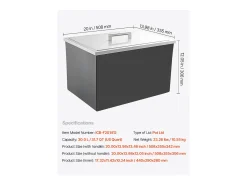 Cofre Térmico de Encastrar em Aço Inoxidável SucceBuy, 50,8 x 35,5 x 30,6 cm, Caixa de Gelo Comercial para Exterior de 30 L para Vinho e Cerveja Gelados