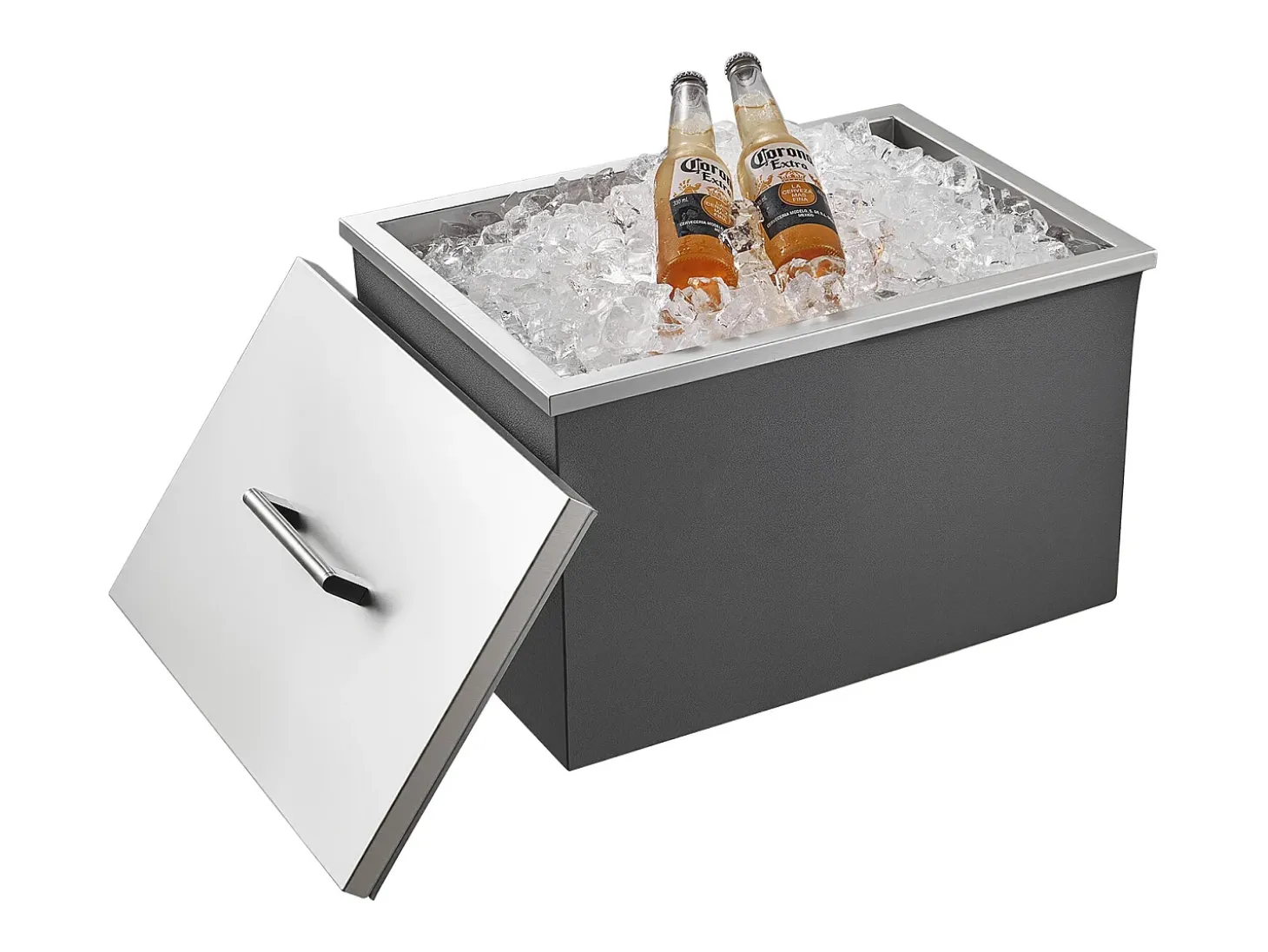 Cofre Térmico de Encastrar em Aço Inoxidável SucceBuy, 50,8 x 35,5 x 30,6 cm, Caixa de Gelo Comercial para Exterior de 30 L para Vinho e Cerveja Gelados