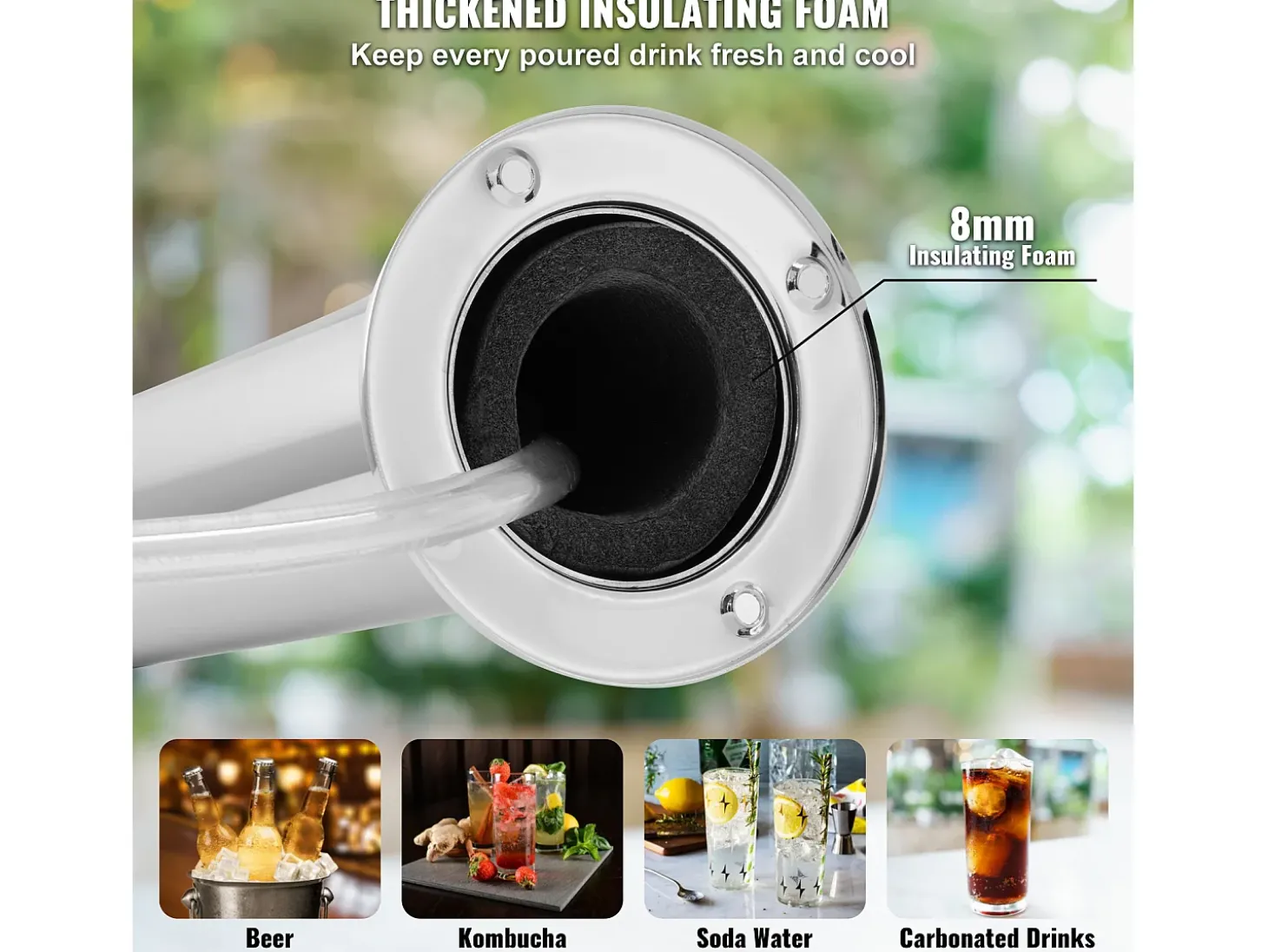 Coluna de Cerveja SucceBuy, com Dois Torneiras, Inox e Fechamento Automático, para Festas e Bares