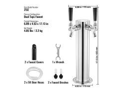Coluna de Cerveja SucceBuy, com Dois Torneiras, Inox e Fechamento Automático, para Festas e Bares