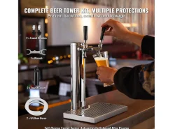 Coluna de Cerveja SucceBuy, com Dois Torneiras, Inox e Fechamento Automático, para Festas e Bares