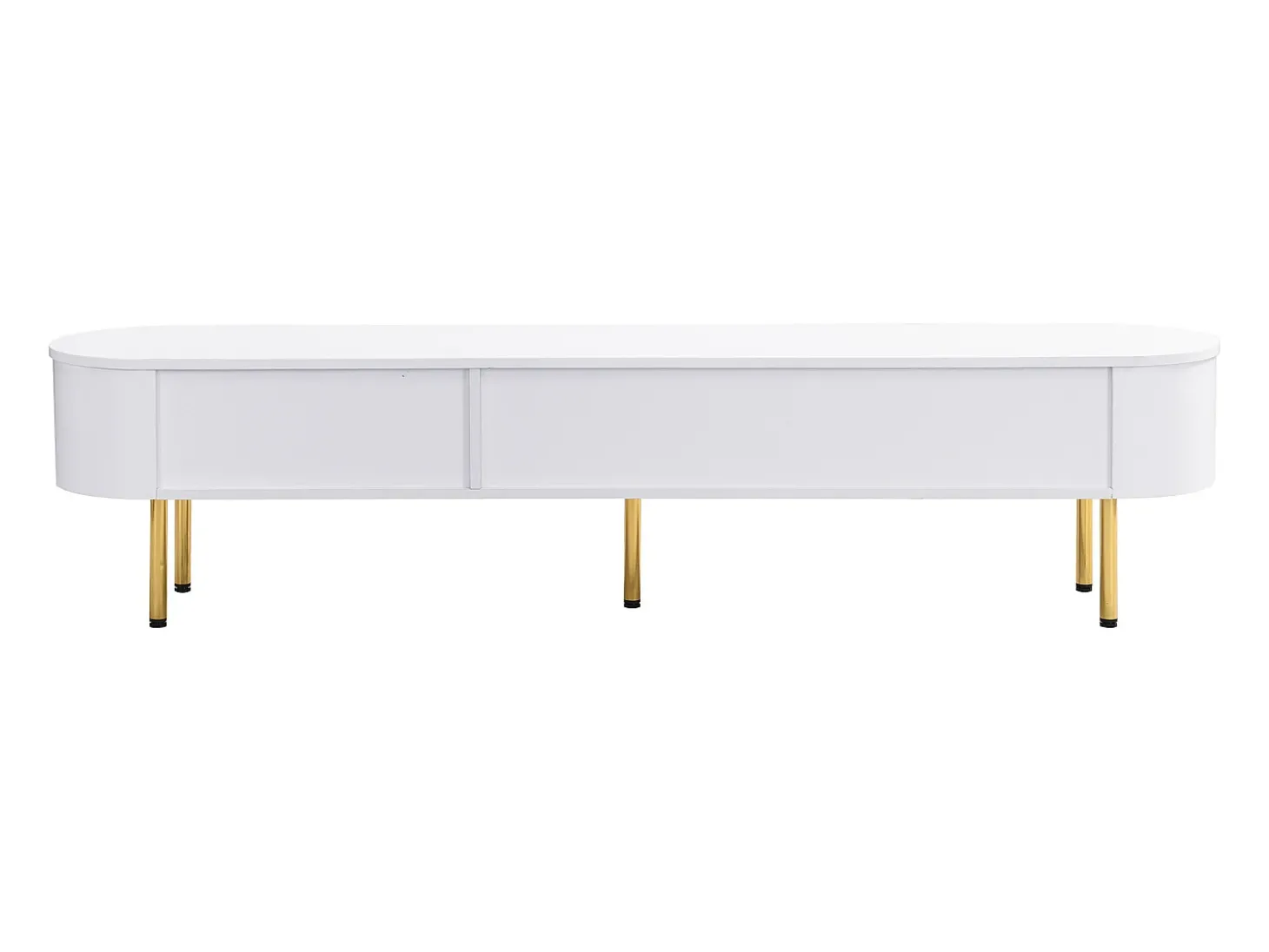 Combinação de armário de TV e mesa de centro com gavetas e cantos arredondados. Design leve e luxuoso para a sala de estar.