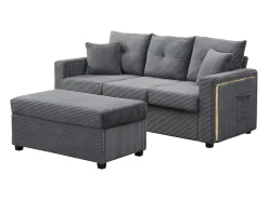 Combinação de sofá moderno 184x84.5x85.5cm - com apoio de pés removível e iluminação LED - com bolsos laterais - combinação livre - ​​Cinza