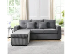 Combinação de sofá moderno 184x84.5x85.5cm - com apoio de pés removível e iluminação LED - com bolsos laterais - combinação livre - ​​Cinza
