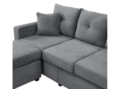 Combinação de sofá moderno 184x84.5x85.5cm - com apoio de pés removível e iluminação LED - com bolsos laterais - combinação livre - ​​Cinza