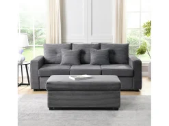 Combinação de sofá moderno 184x84.5x85.5cm - com apoio de pés removível e iluminação LED - com bolsos laterais - combinação livre - ​​Cinza