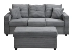 Combinação de sofá moderno 184x84.5x85.5cm - com apoio de pés removível e iluminação LED - com bolsos laterais - combinação livre - ​​Cinza