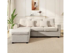 Combinação de sofá moderno 184x84.5x85.5cm - com apoio de pés removível e iluminação LED - com bolsos laterais - combinação livre - ​​Bege​