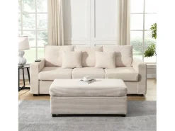 Combinação de sofá moderno 184x84.5x85.5cm - com apoio de pés removível e iluminação LED - com bolsos laterais - combinação livre - ​​Bege​