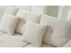 Combinação de sofá moderno 184x84.5x85.5cm - com apoio de pés removível e iluminação LED - com bolsos laterais - combinação livre - ​​Bege​