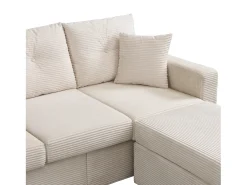 Combinação de sofá moderno 184x84.5x85.5cm - com apoio de pés removível e iluminação LED - com bolsos laterais - combinação livre - ​​Bege​