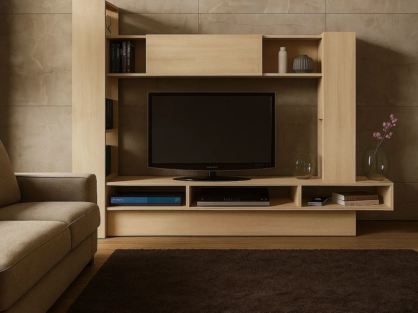 Compacto Media e Estante Wood (carvalho)
