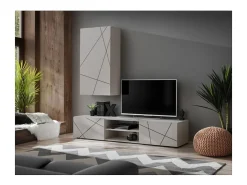 Composição de parede DASH – Móvel para TV e armário de parede – Acabamento Cashmere