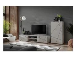 Composição de parede DASH – Móvel para TV e armário de parede – Acabamento Cashmere