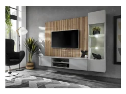 Composição mural IXAR – Móvel de TV e vitrine suspensa – Com LED